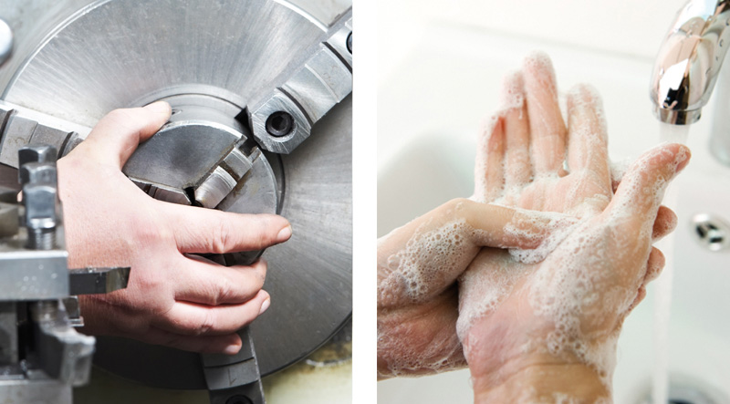 Gesundheit_-Kosteneinsparung1 Aufspannen Werkstück und richtiges Händewaschen